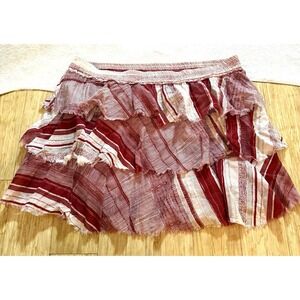 Mare Di Latte womens red and white ruffled skirt size 3 Or Large Layered Boho